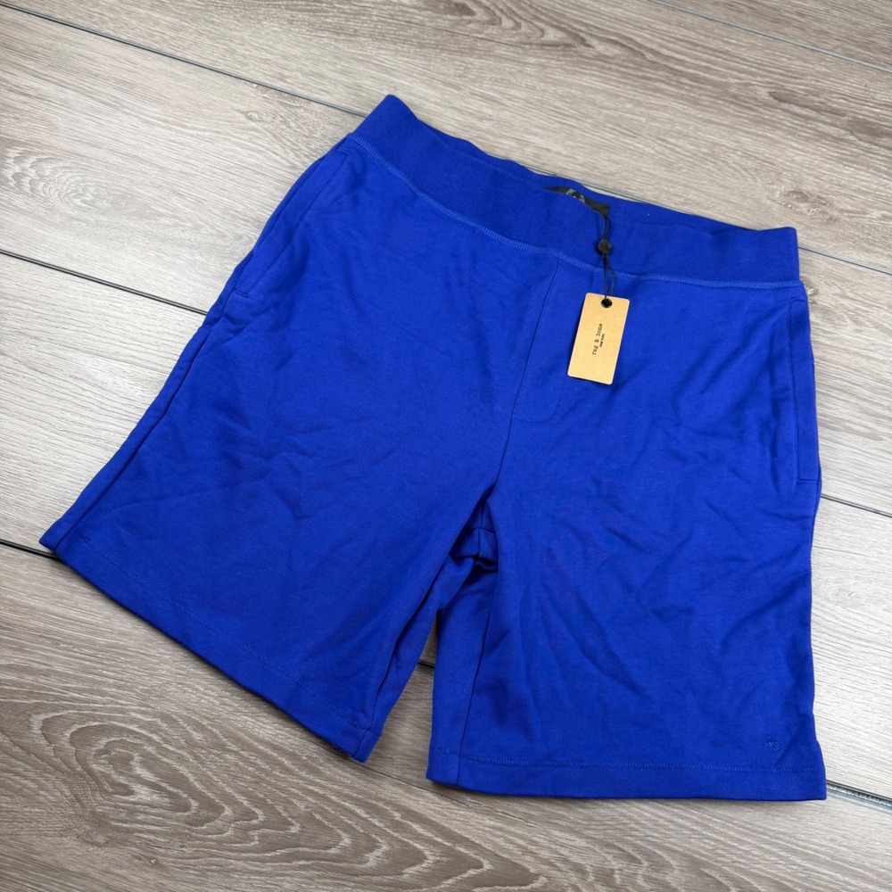 Rag & Bone Mens City SS Sweatshort Organic Cotton Cobalt Blue Medium